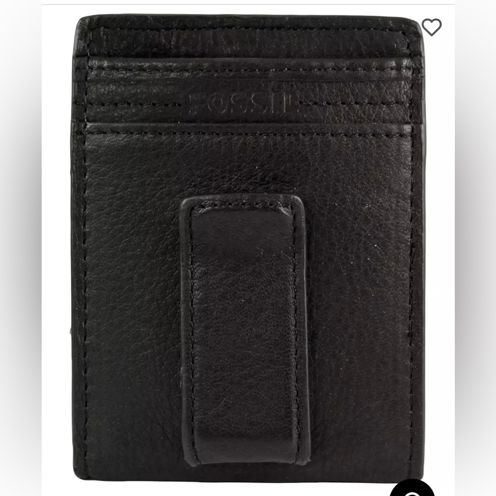 Fossil wallet men’s black genuine leather fold wallet Harper clip cards travel